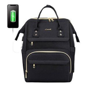 LOVEVOOK LAPTOP BACKPACK FOR WOMEN, WITH USB PORT COMPUTER WORK BLACK BAG